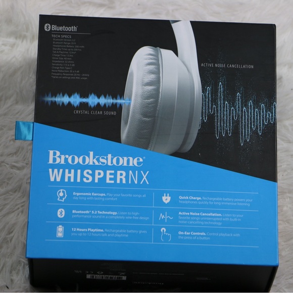 Brookstone WhisperNX Active Noise Cancelling Headphones in White Foldable - Picture 4 of 10